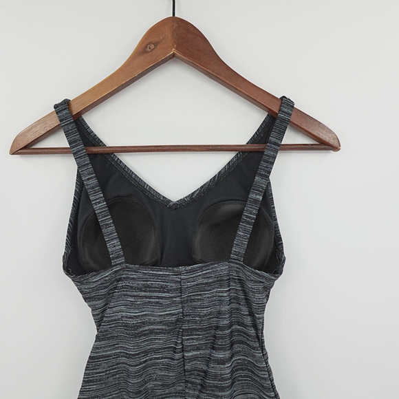 Speedo Swimsuit One Piece Womens 6 Gray Striped Ruched Comfort Modest - Picture 7 of 16